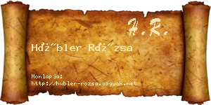 Hübler Rózsa névjegykártya